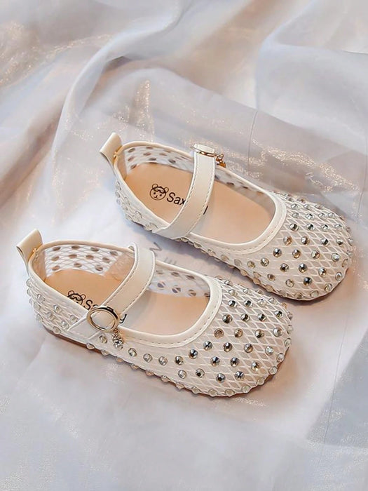 Zapatos de Princesa para Niña, con Parte Superior de Malla de Strass y Hebilla