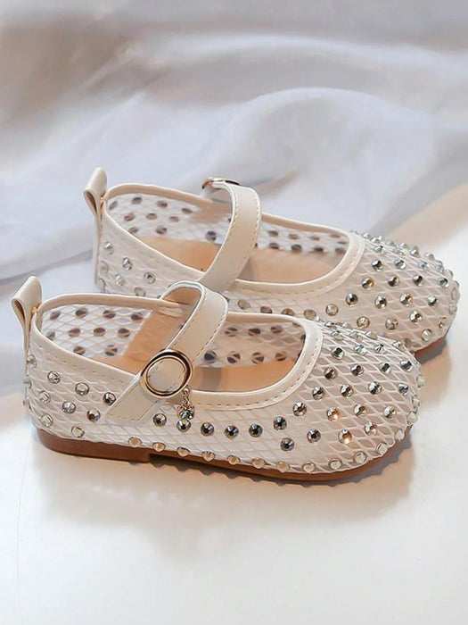 Zapatos de Princesa para Niña, con Parte Superior de Malla de Strass y Hebilla