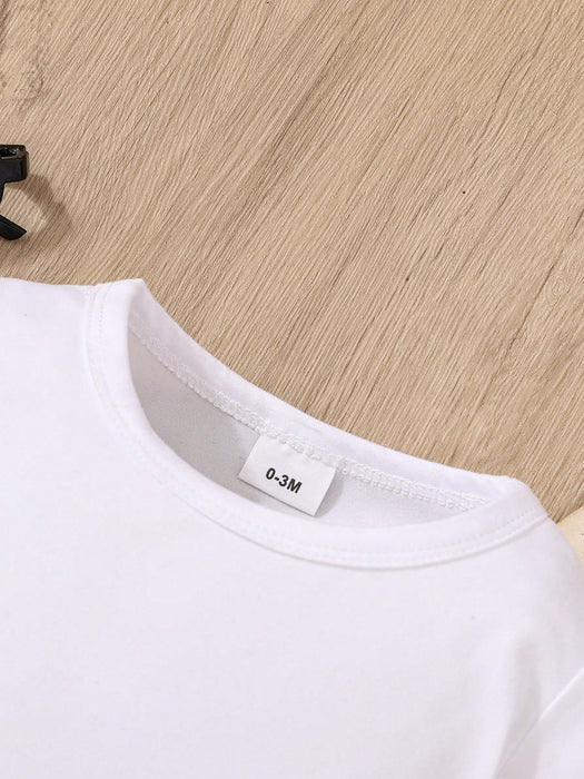 SHEIN Pelele de manga corta para bebé recién nacido con estampado de eslogan