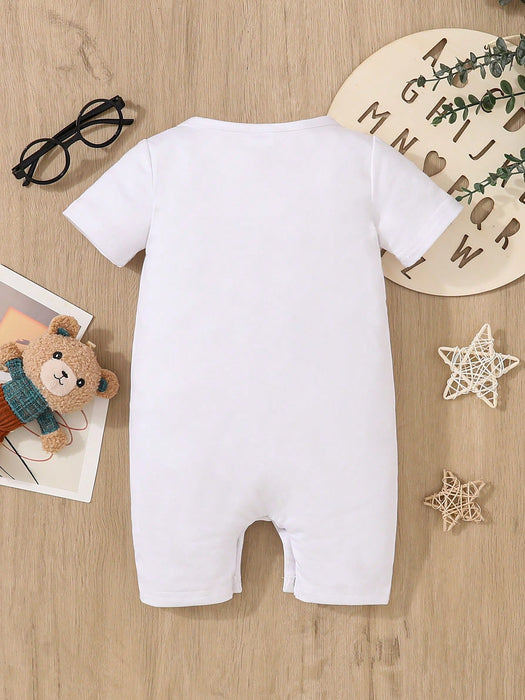 SHEIN Pelele de manga corta para bebé recién nacido con estampado de eslogan