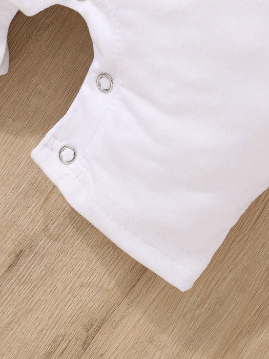 SHEIN Pelele de manga corta para bebé recién nacido con estampado de eslogan