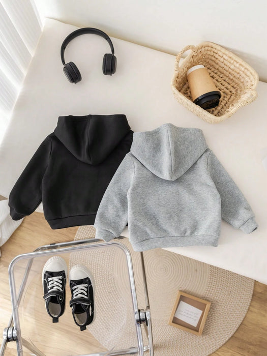 Shein Conjunto de 2 piezas para niño sudadera con capucha gris y sudadera con capucha negra