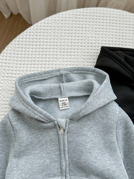 Shein Conjunto de 2 piezas para niño sudadera con capucha gris y sudadera con capucha negra