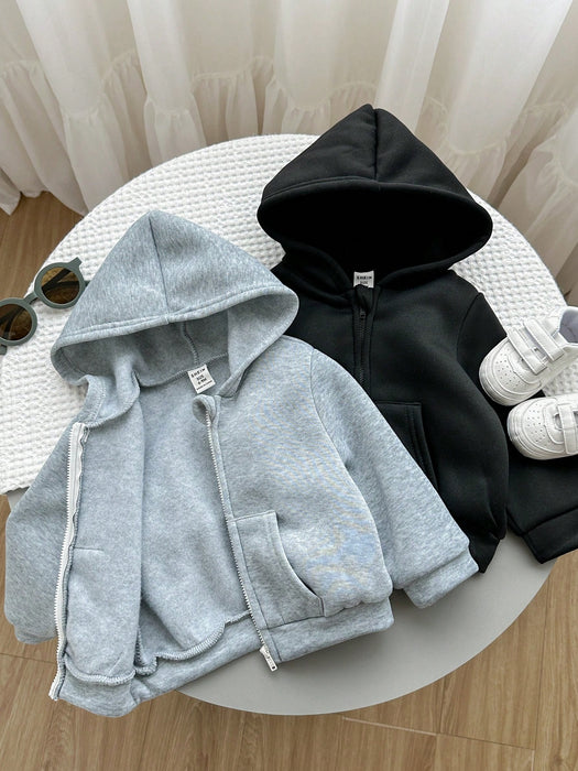 Shein Conjunto de 2 piezas para niño sudadera con capucha gris y sudadera con capucha negra