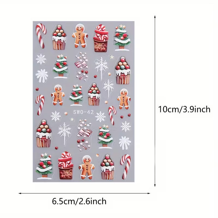 2pcs Pegatinas de Uñas Navideñas - Diseños Festivos
