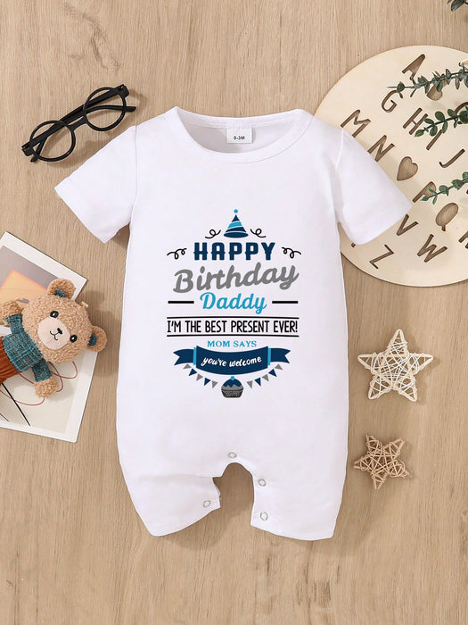 SHEIN Pelele de manga corta para bebé recién nacido con estampado de eslogan