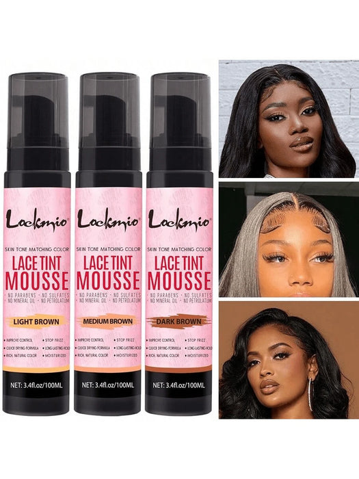 SHEIN LOCKMIO Mousse colorante marrón medio para pelucas y postizos, 96 ml (3.4 fl oz), a prueba de agua