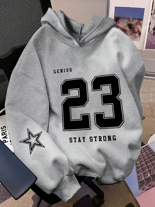 Shein Sudadera informal de manga larga para adolescente con estampado de letras