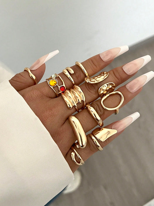 SHEIN 20 piezas Elegante Set de anillos de color dorado de estilo de fiesta