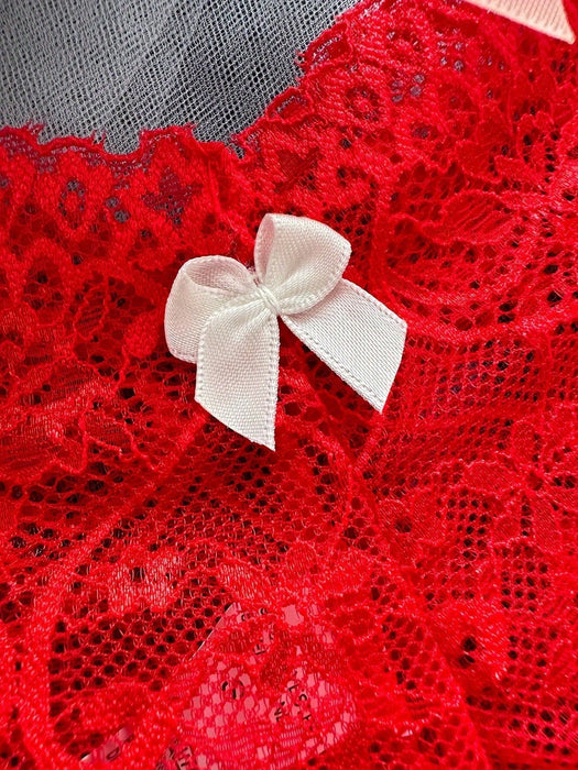 Shein Braguitas sexys de encaje floral para mujer, tanga de talle alto, sin entrepierna