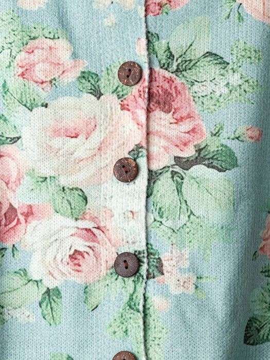 SHEIN Privé Cárdigan verde salvia para mujer, estampado floral