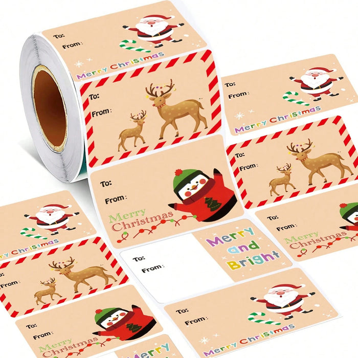 Shein 500 unidades/rollo de etiquetas adhesivas para regalos de Navidad, 5,08 cm x 3,81 cm