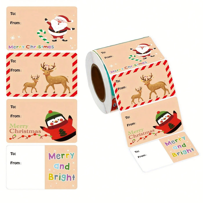 Shein 500 unidades/rollo de etiquetas adhesivas para regalos de Navidad, 5,08 cm x 3,81 cm