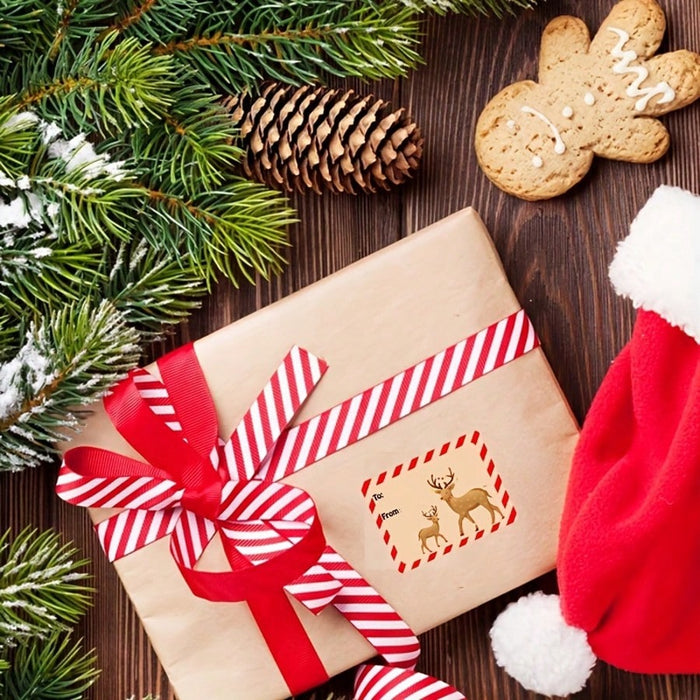 Shein 500 unidades/rollo de etiquetas adhesivas para regalos de Navidad, 5,08 cm x 3,81 cm