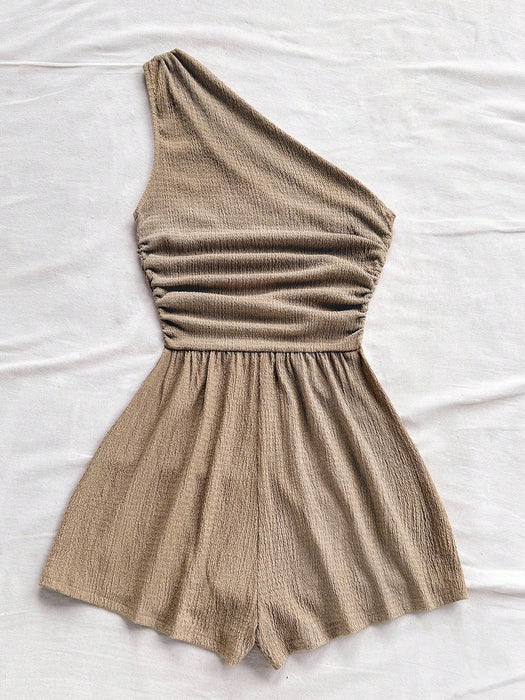 Shein Soleia Mono informal sin mangas fruncido para mujer