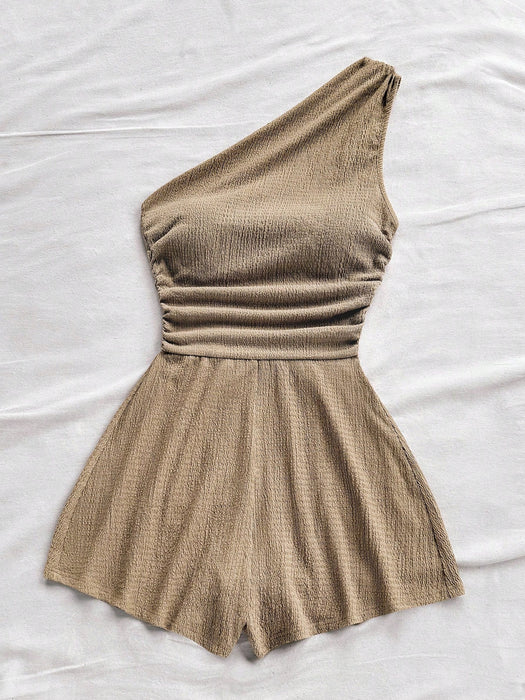 Shein Soleia Mono informal sin mangas fruncido para mujer