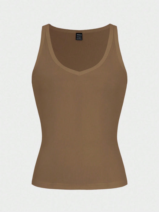 Shein Zavorell Top corto de punto sexy, top de tirantes acanalado