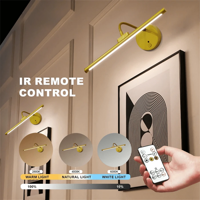 Shein 1 unidad de luz frontal inalámbrica para espejo recargable con brillo ajustable y control remoto