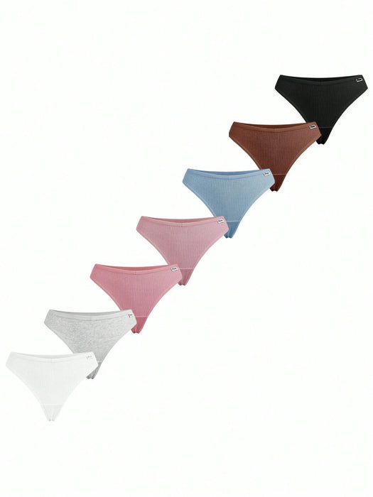 SHEIN 7 paquetes Tangas sexis con detalle de parches de letras
