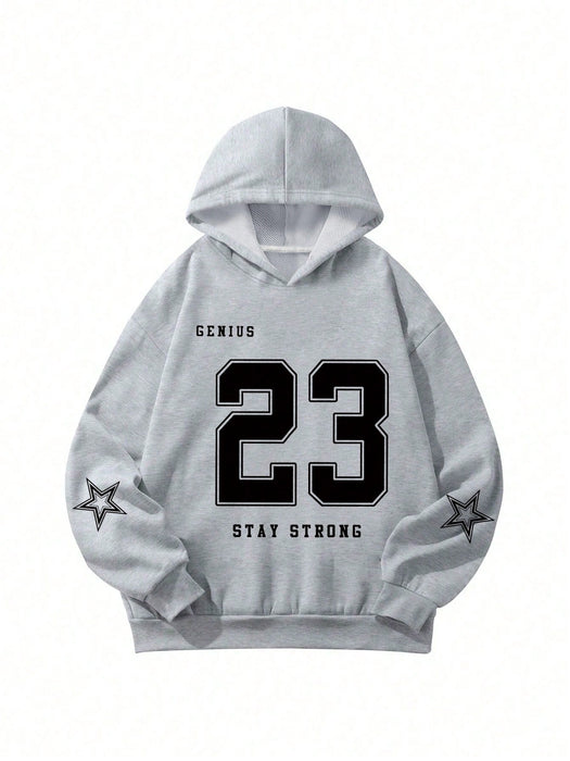 Shein Sudadera informal de manga larga para adolescente con estampado de letras