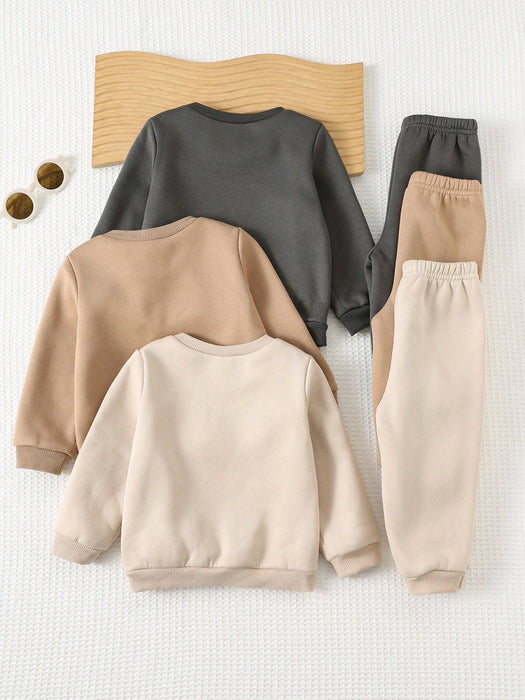 Shein Cozy Pixies Conjunto de 3 sudadera de punto suave con cuello redondo de manga larga y pantalones