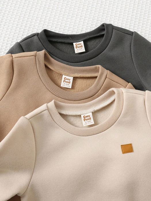 Shein Cozy Pixies Conjunto de 3 sudadera de punto suave con cuello redondo de manga larga y pantalones