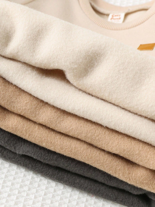 Shein Cozy Pixies Conjunto de 3 sudadera de punto suave con cuello redondo de manga larga y pantalones