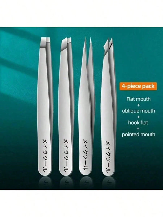 Juego de 4 pinzas de precisión, utilizadas para la depilación de cejas y vello facial