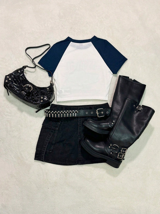SHEIN Attitoon Camiseta de manga corta y cuello redondo ajustada