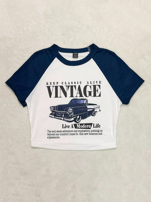 SHEIN Attitoon Camiseta de manga corta y cuello redondo ajustada