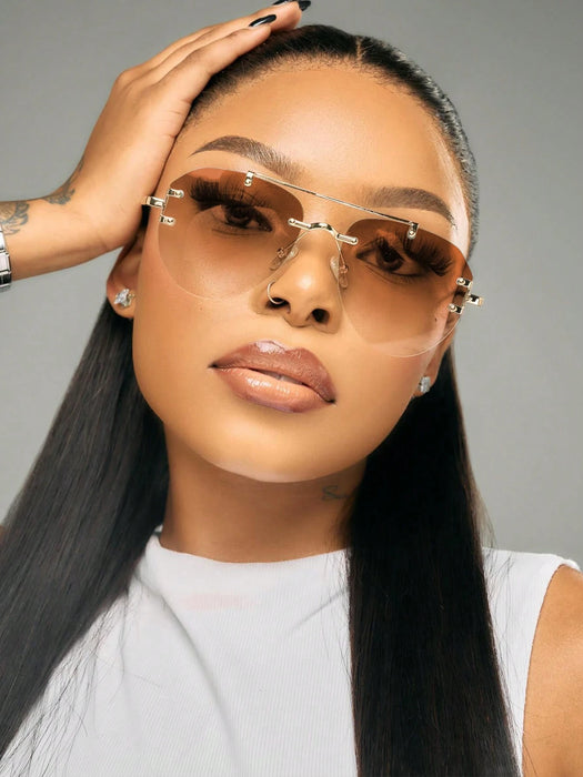 SHEIN 1 par de gafas de metal con doble puente, gafas de ojo de sapo