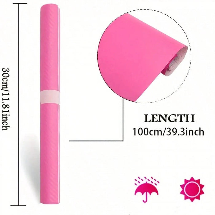 SHEIN Rollo de vinilo adhesivo 3D de fibra de carbono rosa con tecnología de liberación de aire 30*100cm