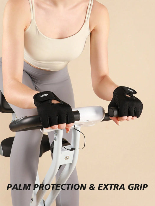 Shein VBOSI 1 par Guantes deportivos transpirables ajustables de medio dedo para levantamiento de pesas