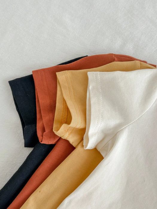 Shein Loomiva 4 piezas de jersey de punto suave de cuello redondo y manga corta
