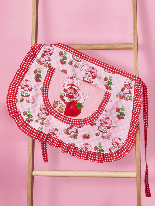 Strawberry Shortcake X SHEIN 1 pieza Delantal medio con estampado de fresa