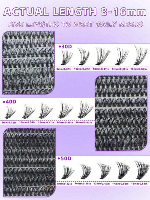 Shein 640 pestañas postizas con curvatura D, longitudes mixtas de 8 a 16 mm
