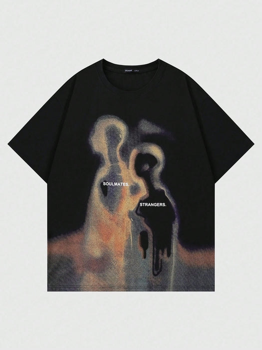 SHEIN ROMWE MEN Street Life Camiseta de manga corta con estampado de figura