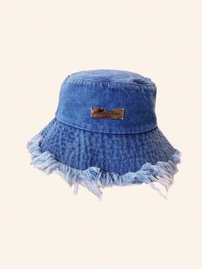 1 pieza Sombrero de cubo de moda callejera para hombres con decoración de metal desgastado