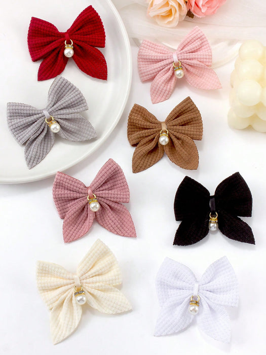 SHEIN 8 pinzas para el cabello de otoño/invierno con lazo, perlas y colgante de cola de golondrina