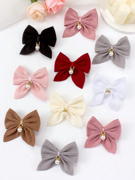 SHEIN 8 pinzas para el cabello de otoño/invierno con lazo, perlas y colgante de cola de golondrina