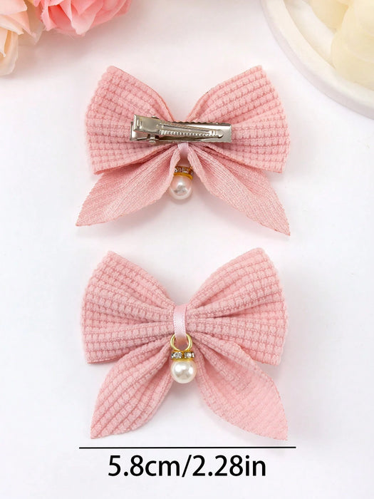 SHEIN 8 pinzas para el cabello de otoño/invierno con lazo, perlas y colgante de cola de golondrina