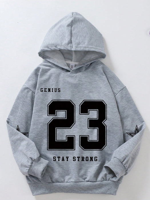 Shein Sudadera informal de manga larga para adolescente con estampado de letras