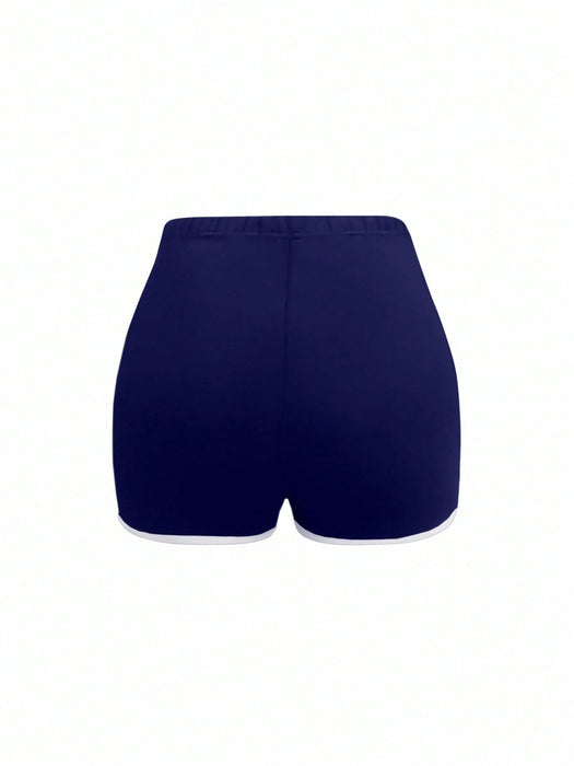 Shein INAWLY Pantalones cortos casuales de color liso con cintura elástica y bajo para mujer