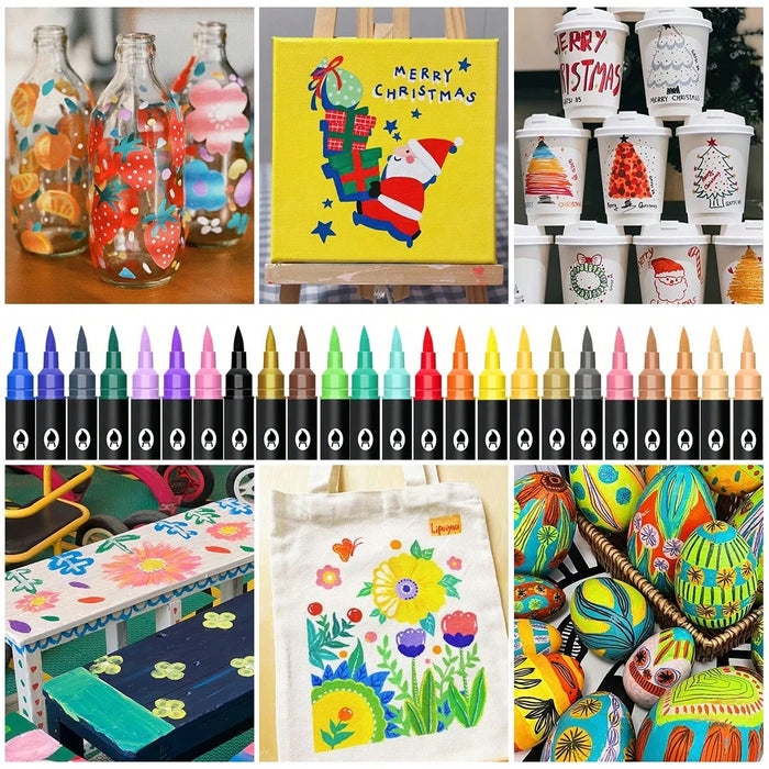 SHEIN 24 rotuladores de pintura acrílica de doble punta para pintar sobre vidrio