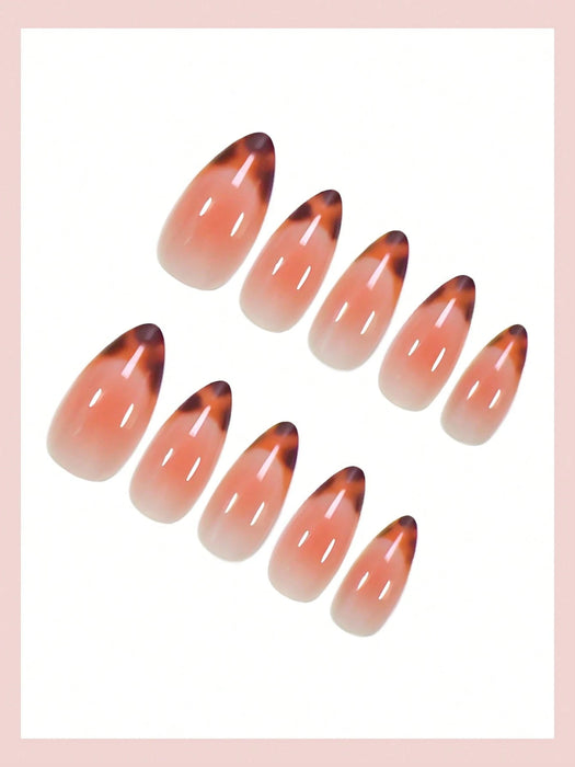 Shein 24 pegatinas para uñas medianas con forma de almendra, estampado de leopardo