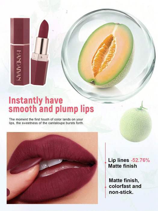 HANDAIYAN Lápiz Labial Hidratante Mate de 6 Caras, Efecto Maquillaje Aterciopelado