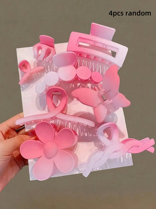 SHEIN Juego de 4 pinzas para el cabello en tono rosa soñador (distribuidas aleatoriamente).
