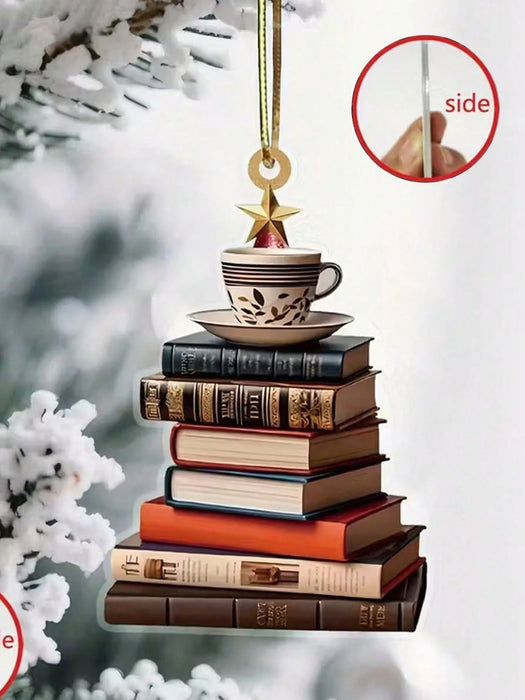 SHEIN Colgante de club de lectura, decoraciones de árbol de Navidad
