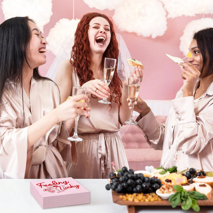 Shein 20 unidades de servilletas desechables rosas y rojas para cóctel