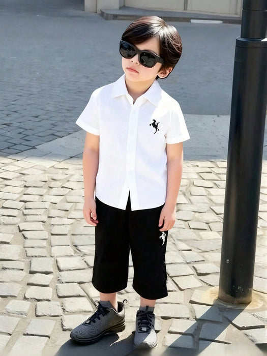 Shein Conjunto de 2 piezas para niño de Camisa y pantalón estampados